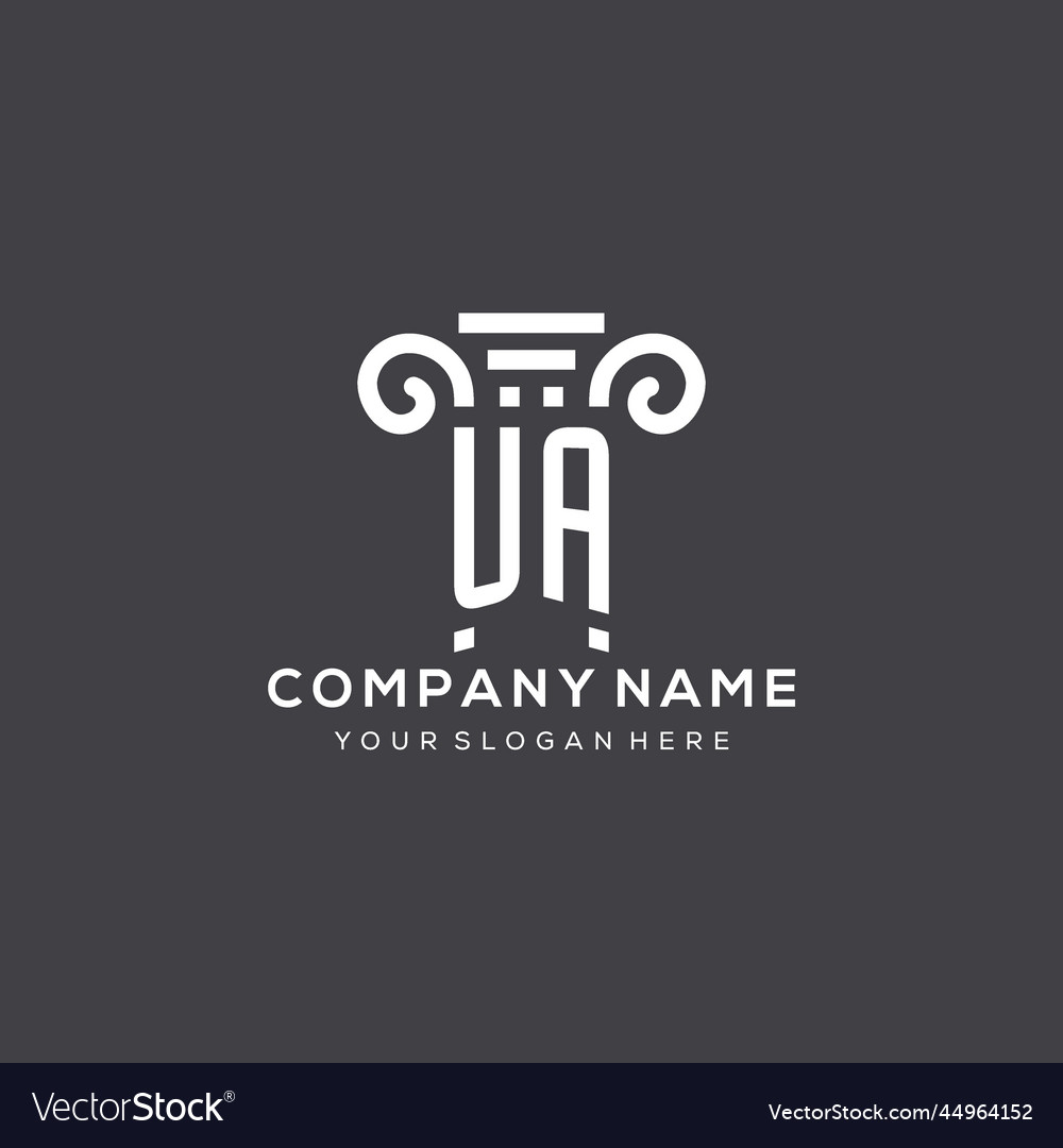 Monogram ua Logo für Kanzlei mit Säulensymbol