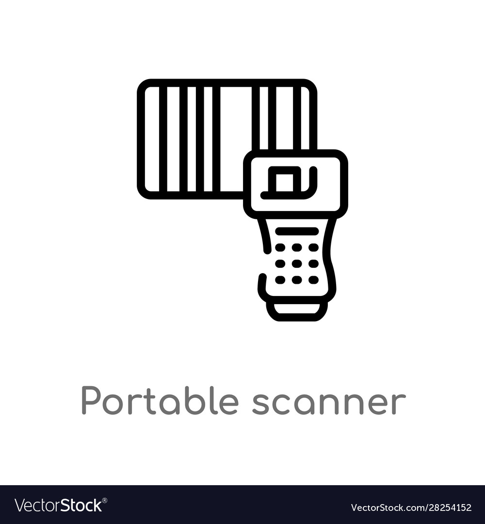 Outline portable scanner icon isolated black