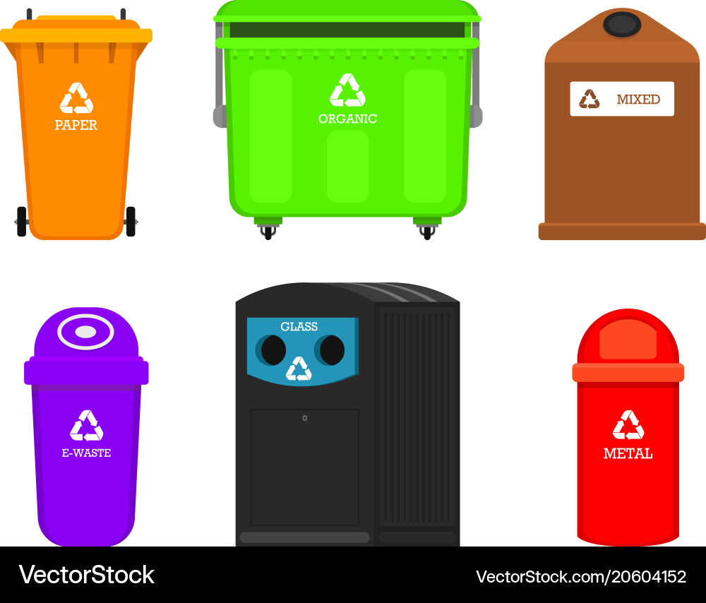 Recycling garbage elements bag or containers or Vector Image