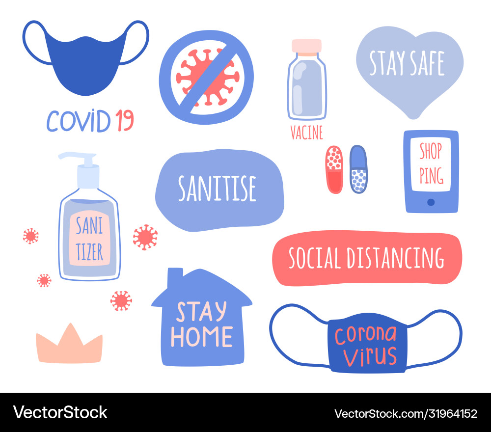Set elements concept coronavirus Royalty Free Vector Image