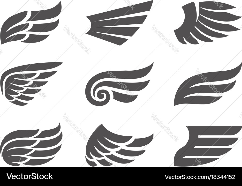 Set wings Royalty Free Vector Image - VectorStock