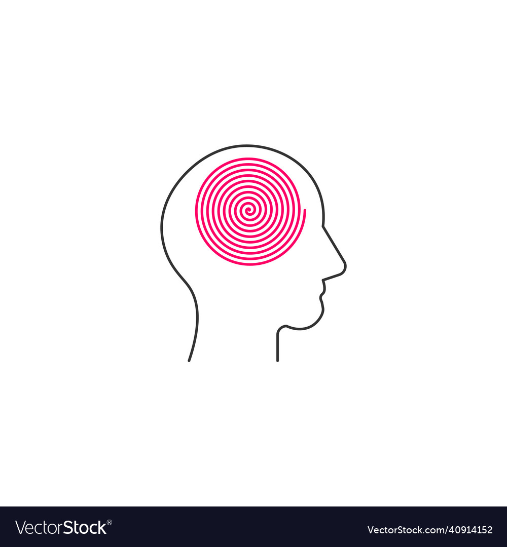 Silhouette human profile with spiral line in head