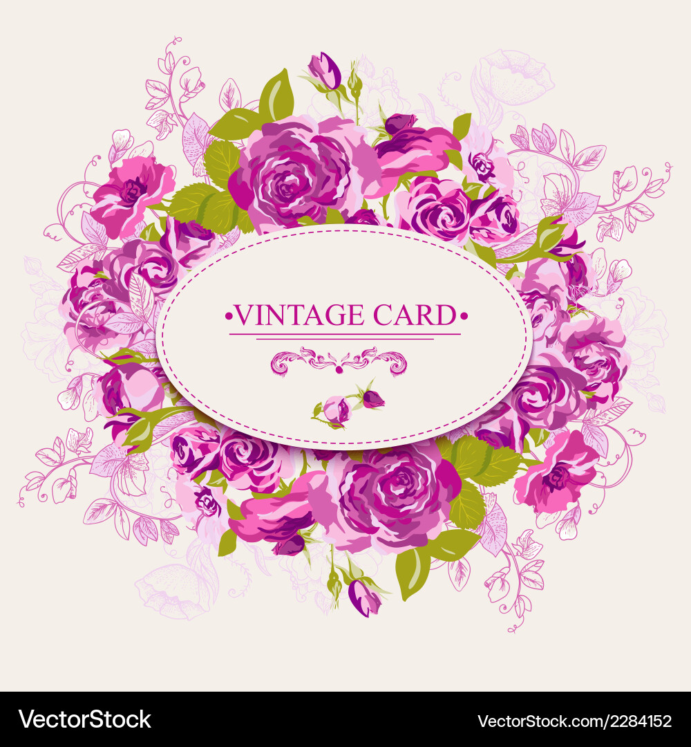 Vintage floral card with roses Royalty Free Vector Image