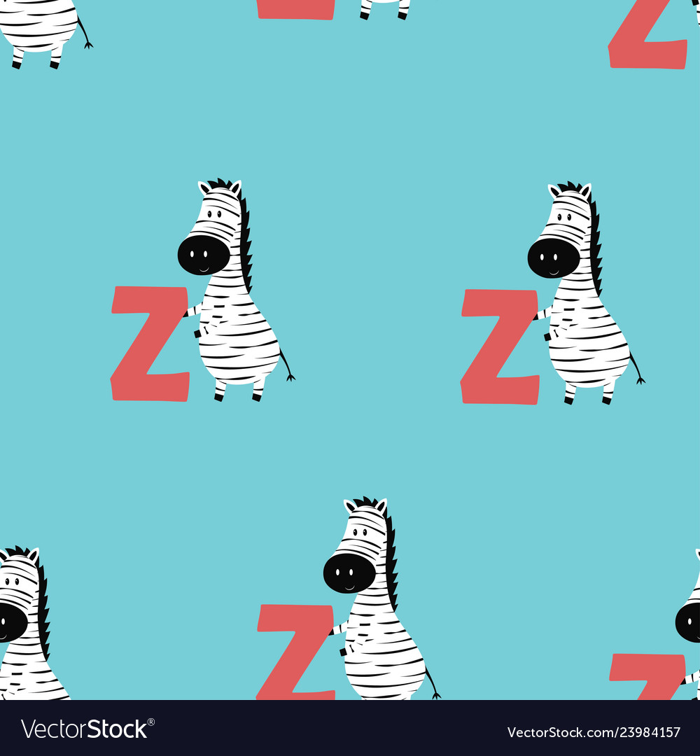 Animal alphabet pattern with zebra vector image Animal alphabet pattern with zebra