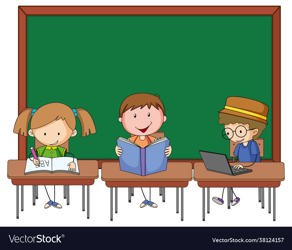 Blank board with many kids cartoon character Vector Image