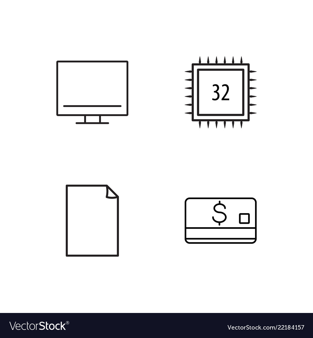 Business simple outlined icons set