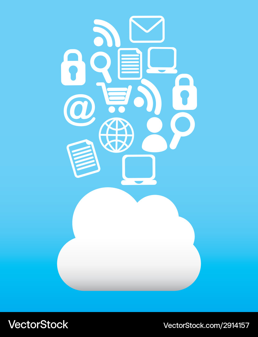 Cloud computing over blue background Royalty Free Vector