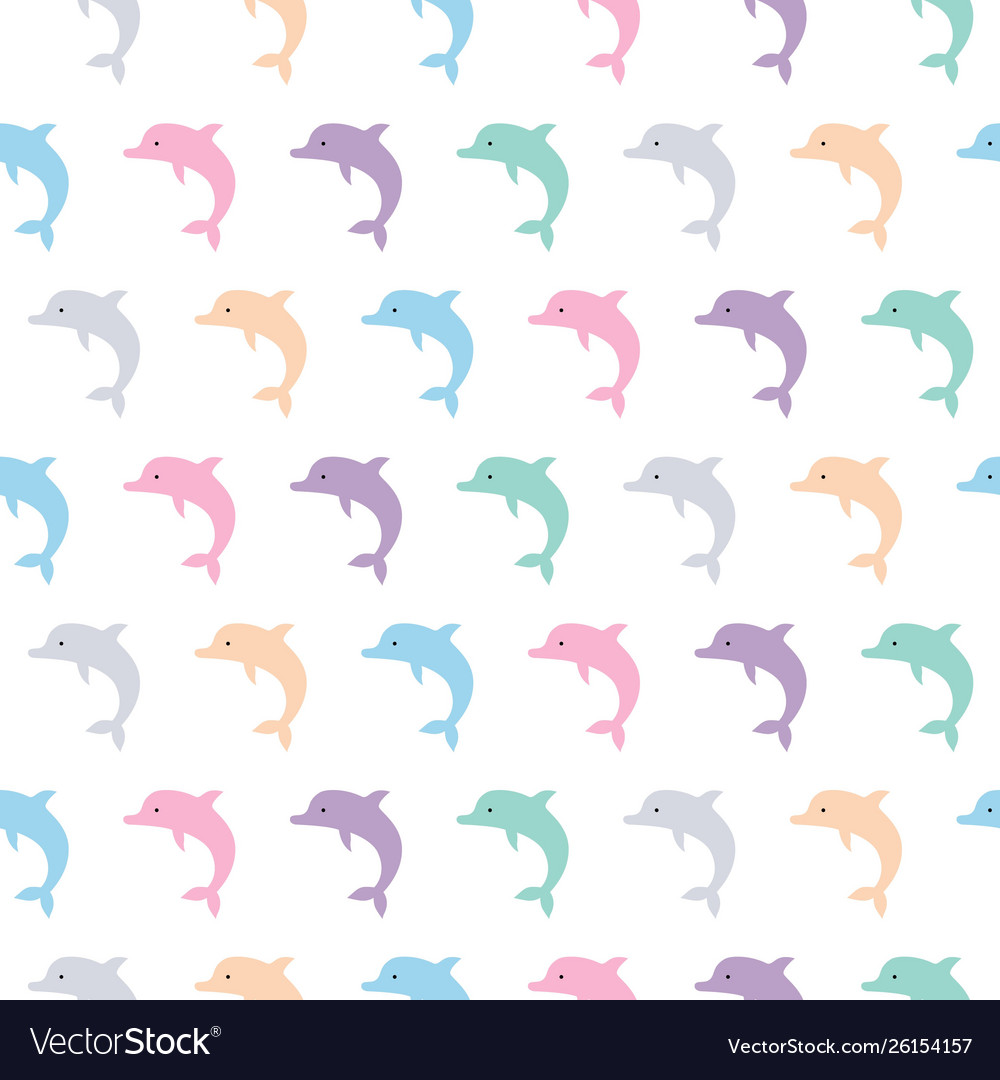 Cute Colorful Dolphins Seamless Pattern Royalty Free Vector