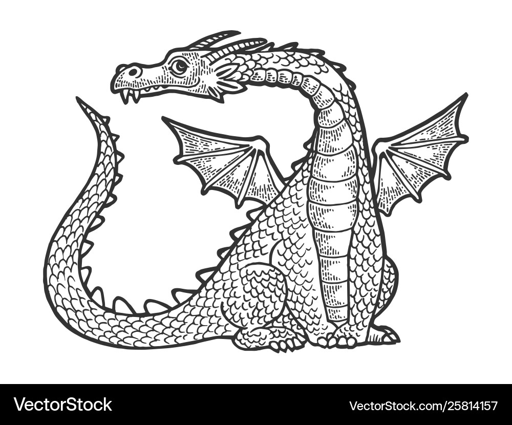 Dragon fabulous animal engraving Royalty Free Vector Image