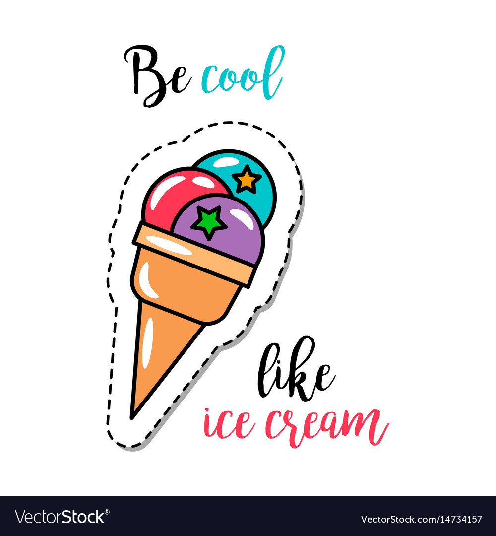 Fashion Patch Element Ice Cream Royalty Free Vector Image