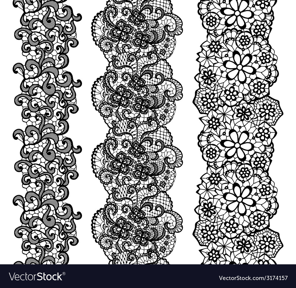 Lacy vintage trims set of black Royalty Free Vector Image