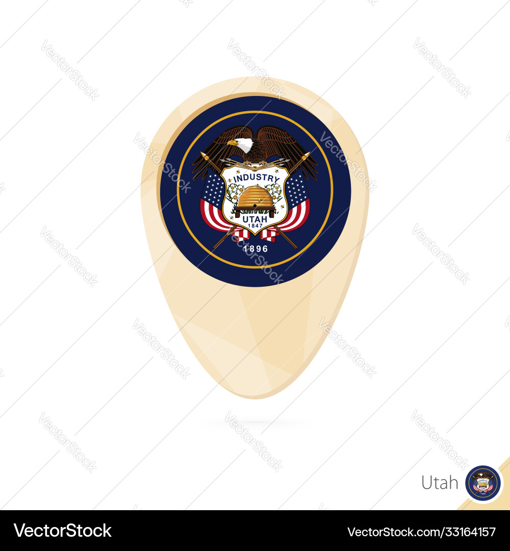 Map pointer with flag utah orange abstract Vector Image