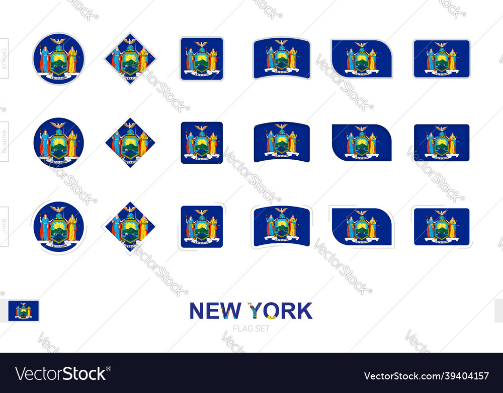 New york flag set simple flags of york Royalty Free Vector