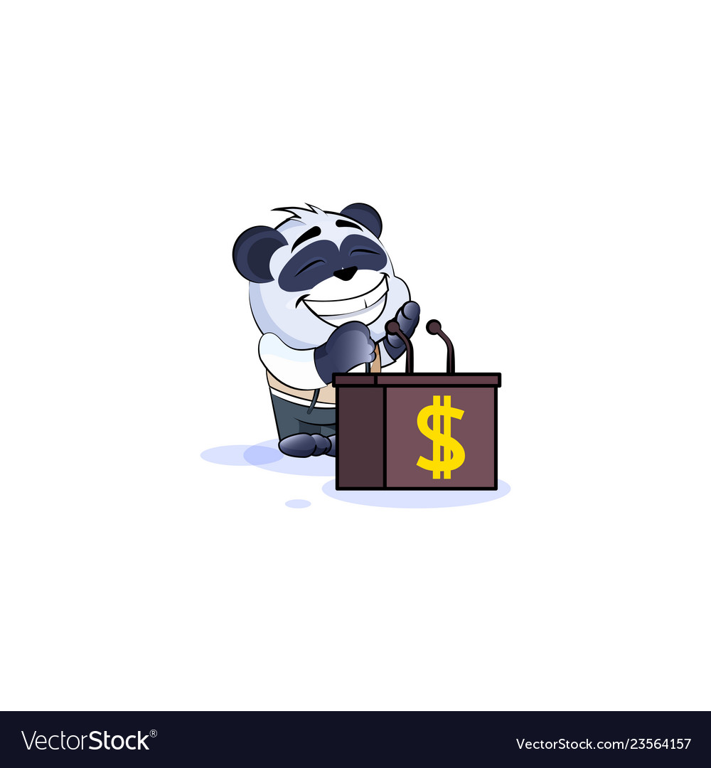 Panda bear in business suit speaker behind podium