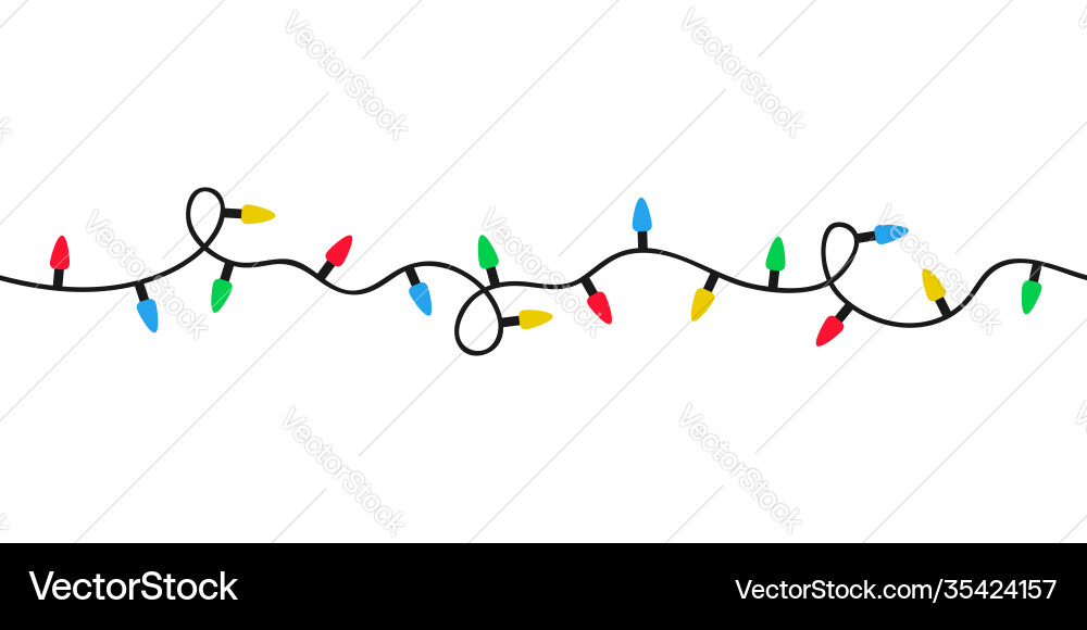Seamless string christmas light garland xmas Vector Image