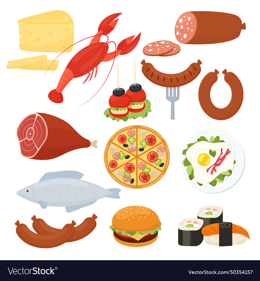 Traditional food icons for a menu