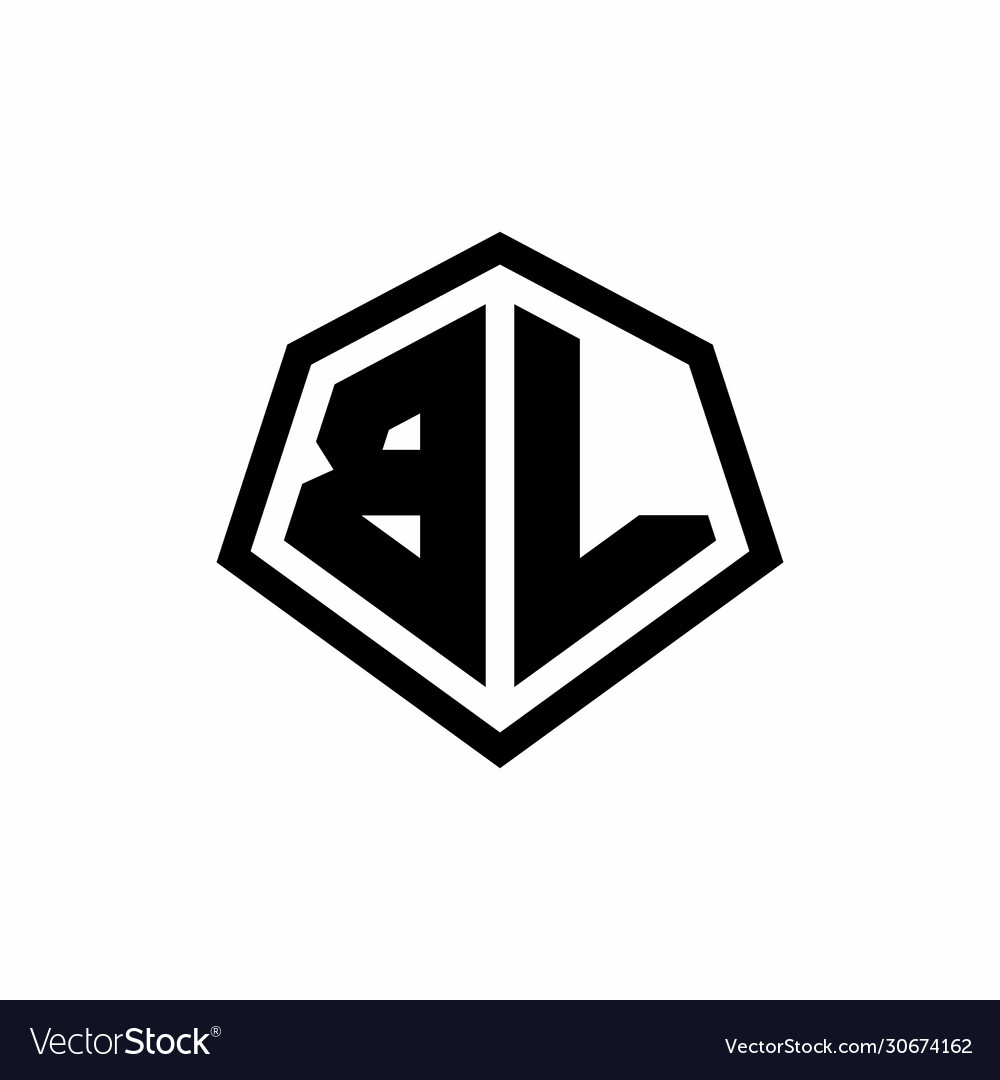 Bl monogram logo with hexagon shape and line Vector Image