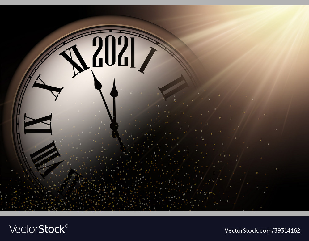 Clock hands showing 2021 year Royalty Free Vector Image