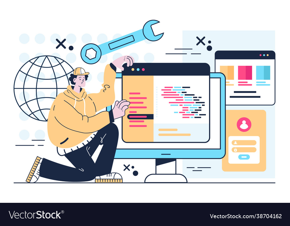Creating program html code process concept Vector Image