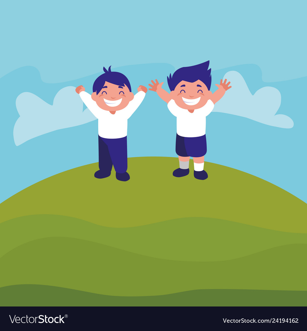 Happy fat boys celebrating in the camp Royalty Free Vector