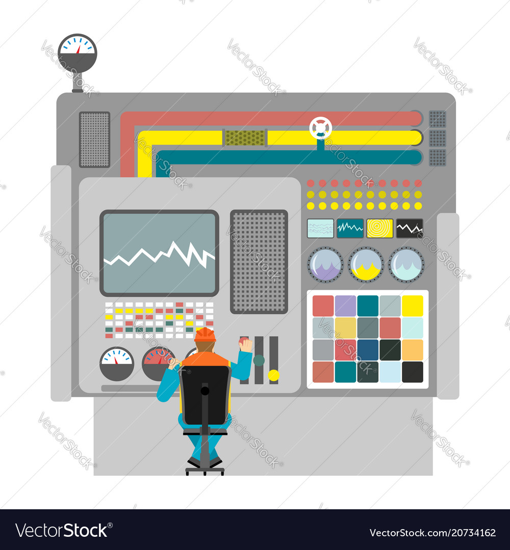 Machine operator on factory manufacturing worker Vector Image