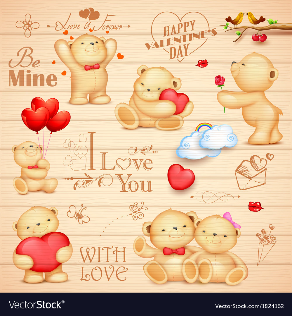 Teddy bear for love background Royalty Free Vector Image