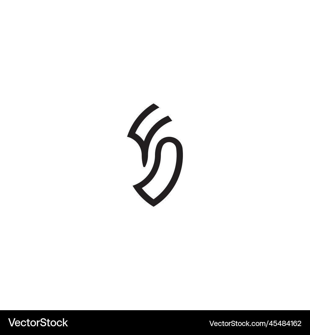 Ud leaf shape line initial concept with high Vector Image