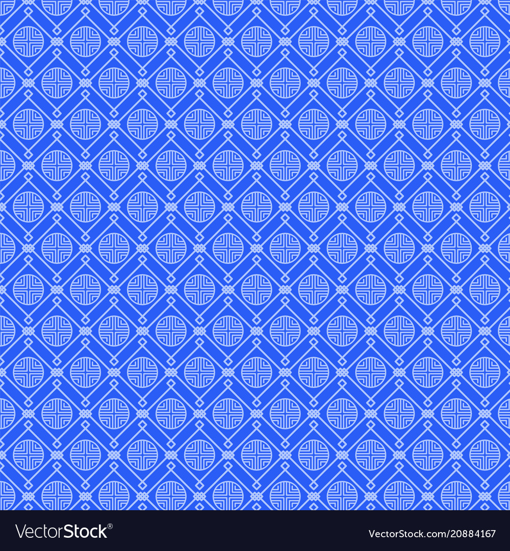 Blue pattern with set of various geometric figures