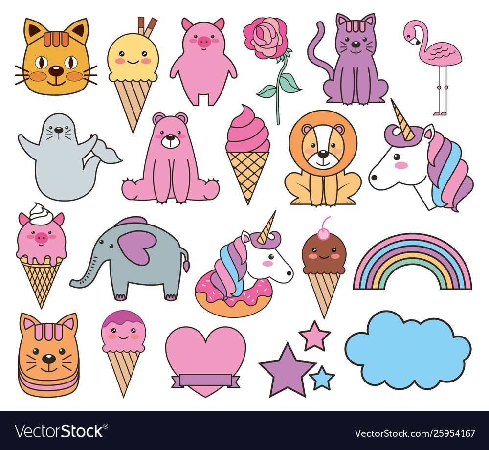 Bundle emojis fairytale kawaii characters