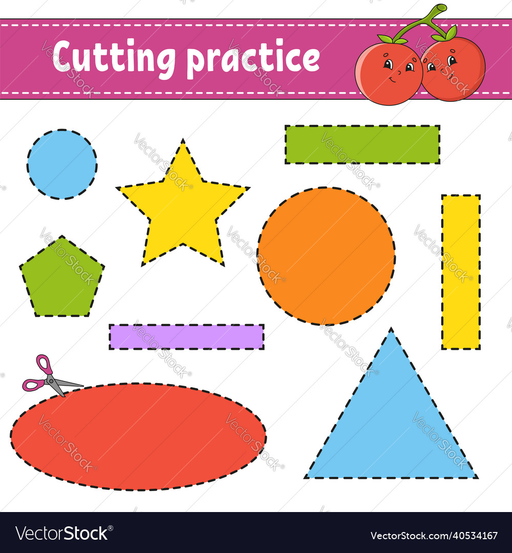 Cutting practice for kids education developing Vector Image