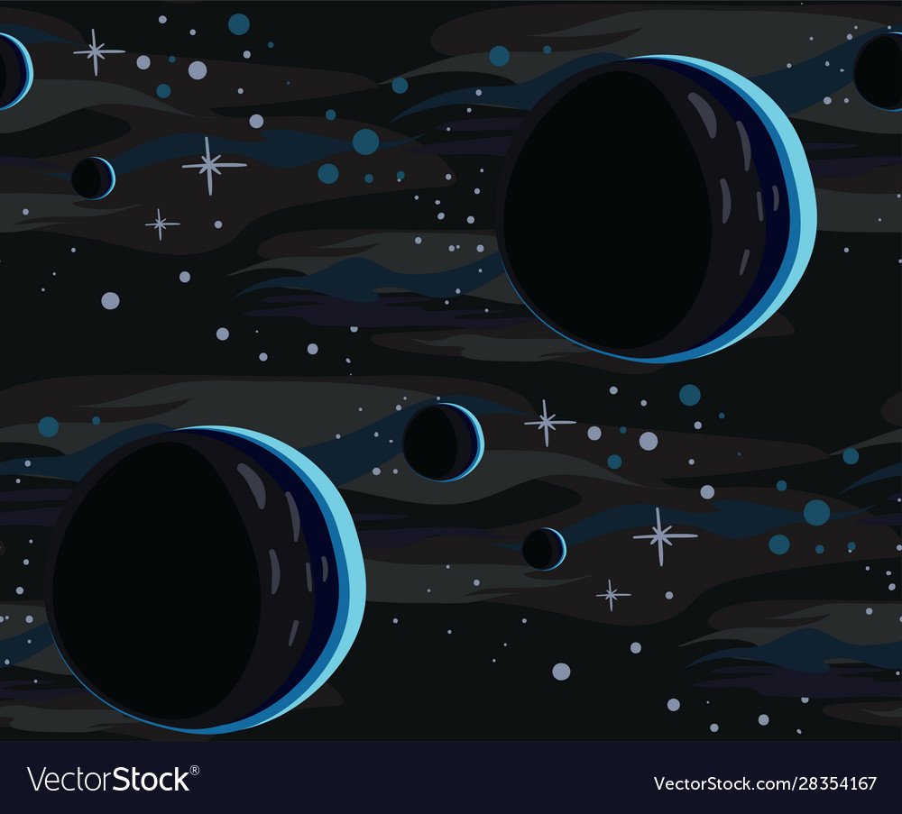 Galaxy cartoon dark seamless pattern