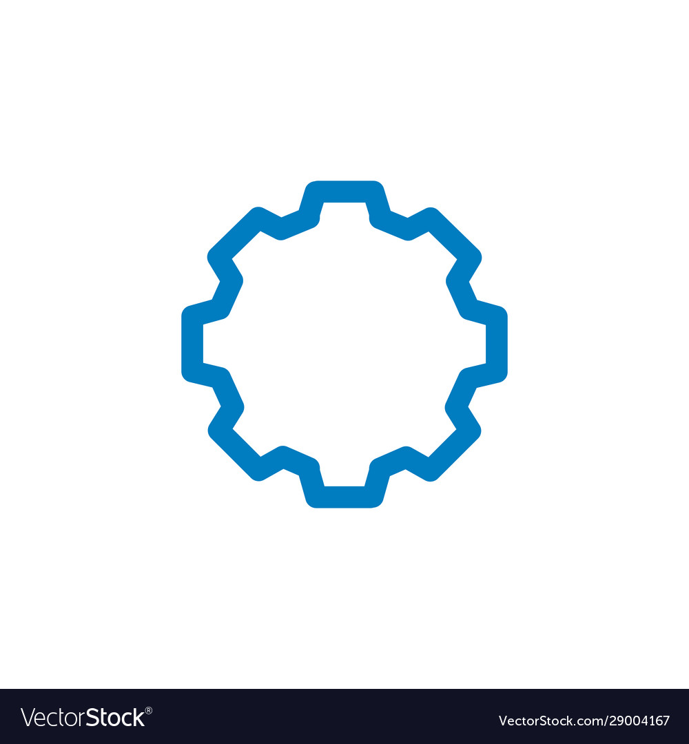 Linear gear or cog icon isolated on white