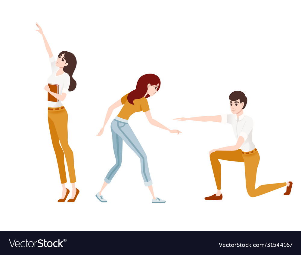 Man show way with hand casual clothes cartoon Vector Image