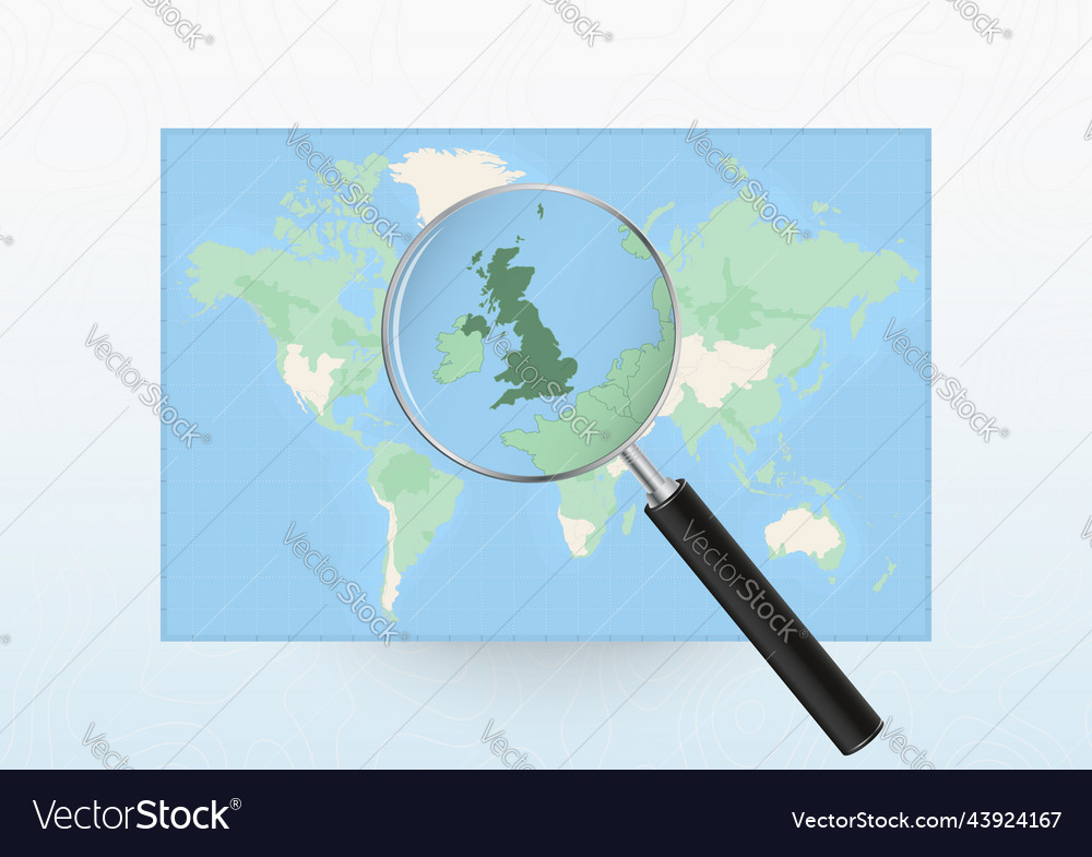 Map Of The World With A Magnifying Glass Aimed Vector Image 5187