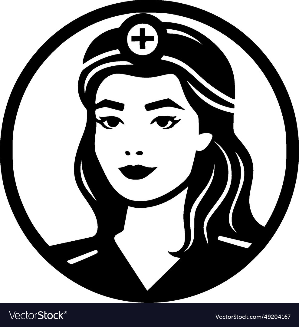 nurse-black-and-white-royalty-free-vector-image