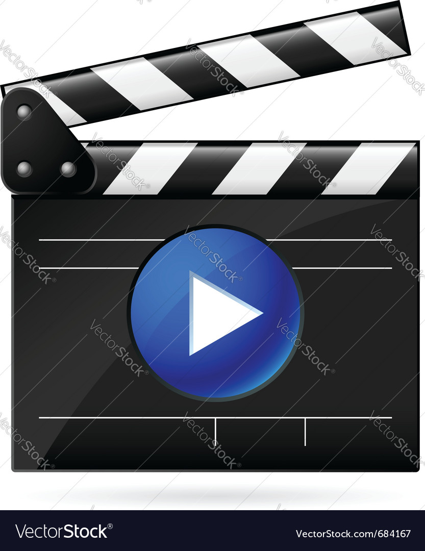 Open movie clapboard on white background