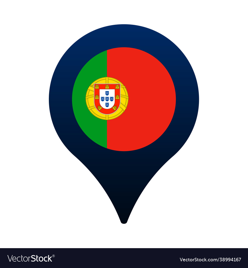 Portugal Map on a World Map with Flag and Map Pointer. Vector