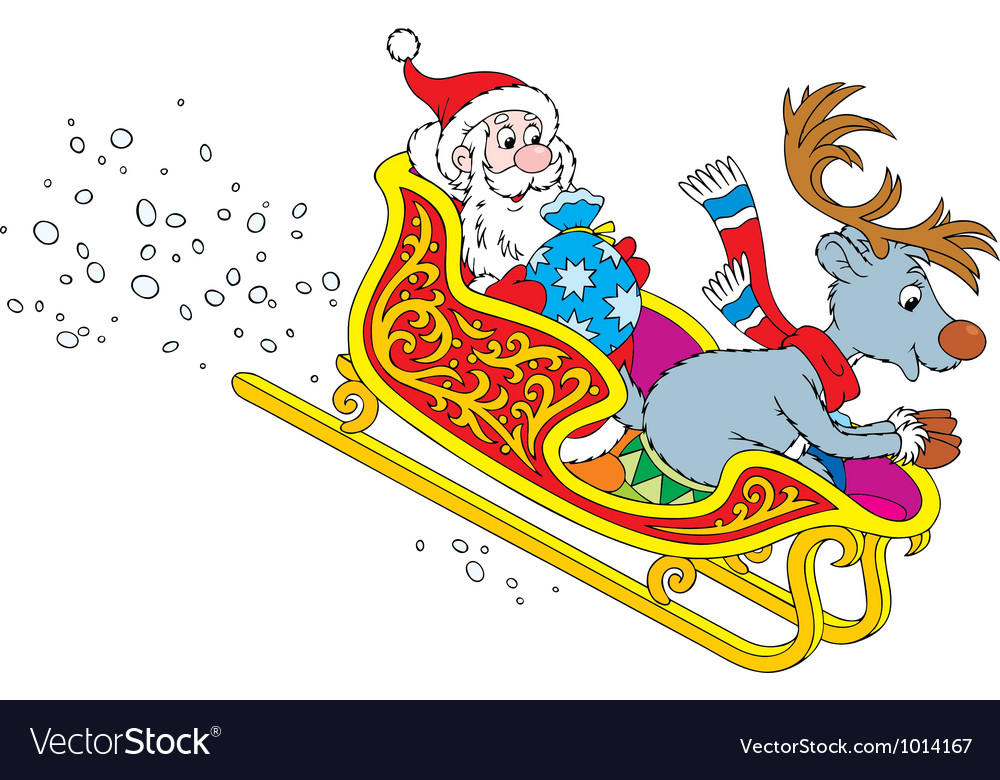 Santa claus and reindeer Royalty Free Vector Image