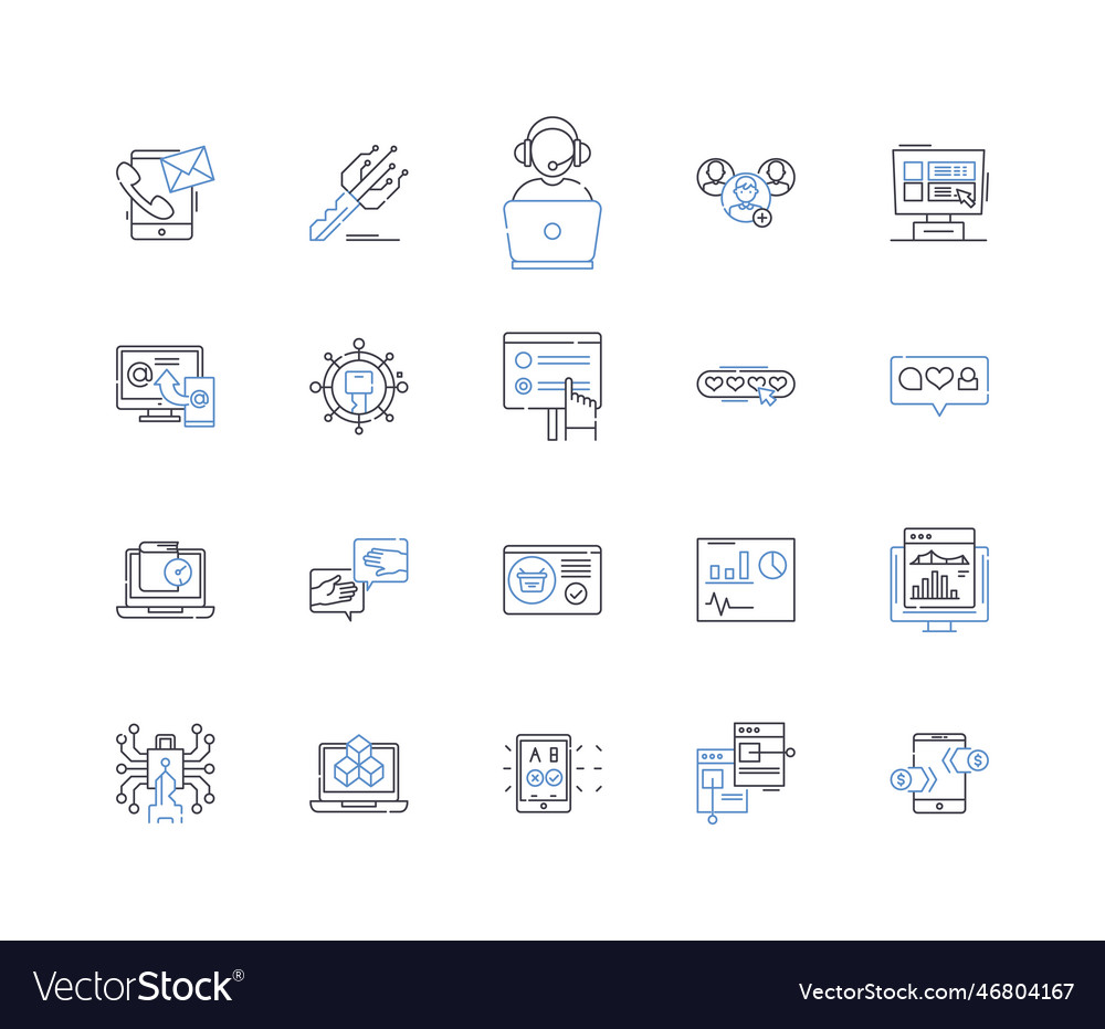 Search engine line icons collection google bing