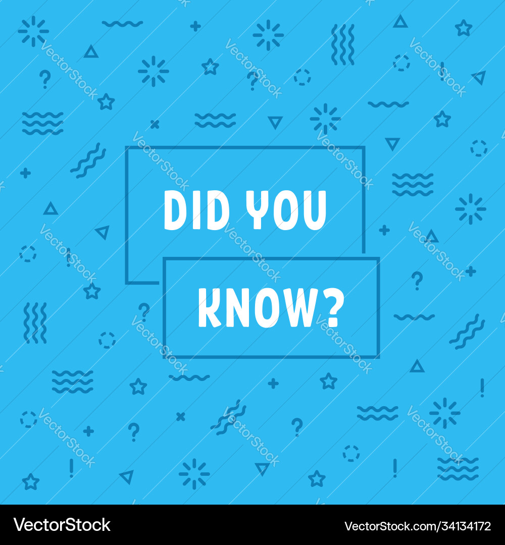 Blue did you know simple color banner Royalty Free Vector