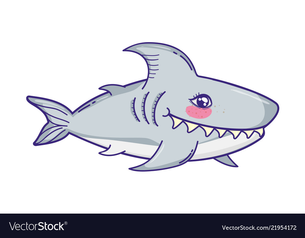 Cute shark tropical fish with teeth