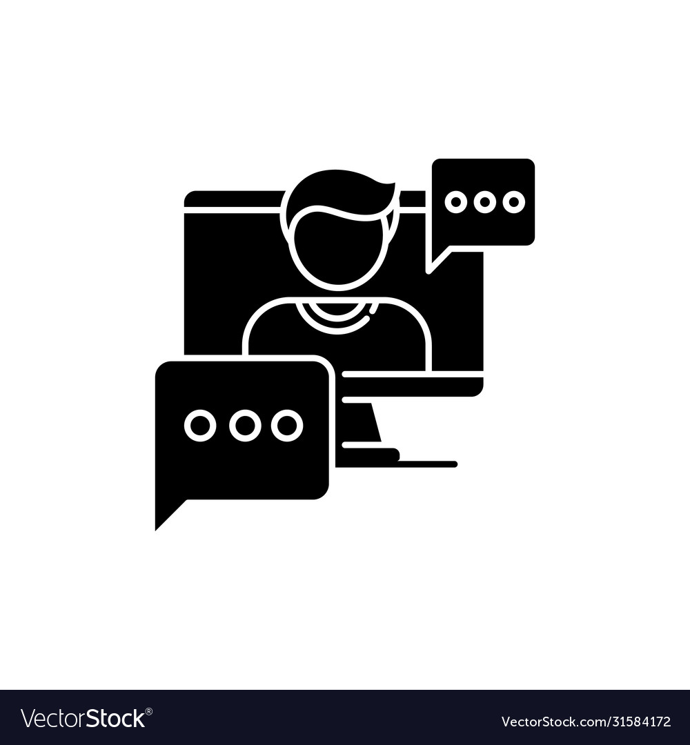 Interview video black glyph icon Royalty Free Vector Image