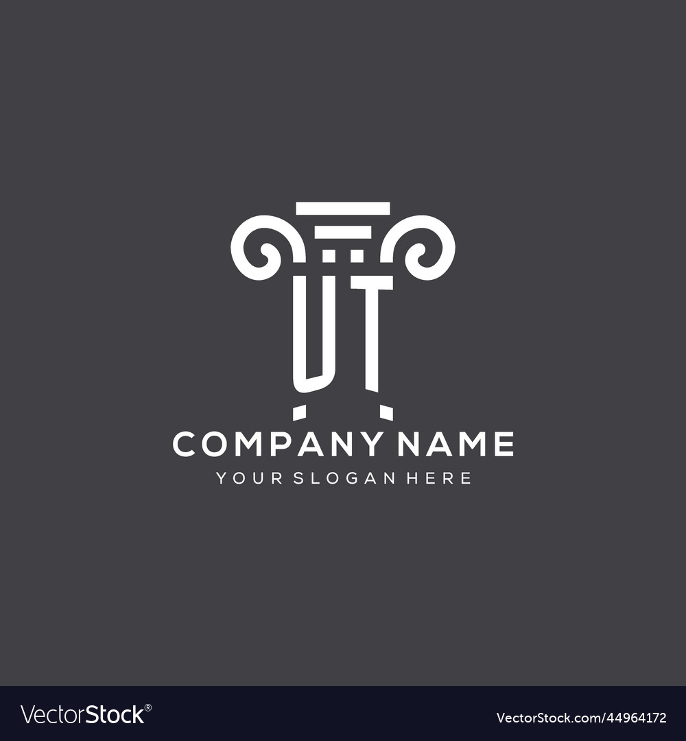 Monogram ut logo for law firm with pillar icon