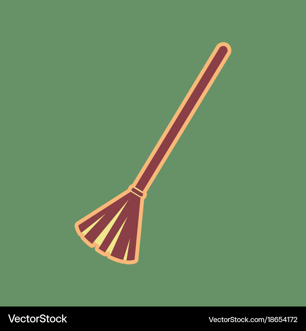 Sweeping broom sign cordovan icon Royalty Free Vector Image