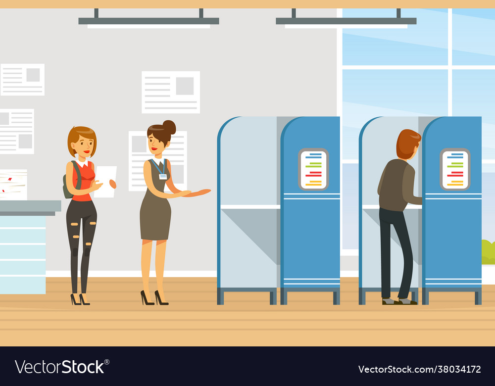 Voting And Election Campaign Voters Casting Vector Image