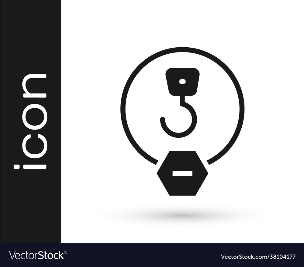 Black industrial hook icon isolated on white