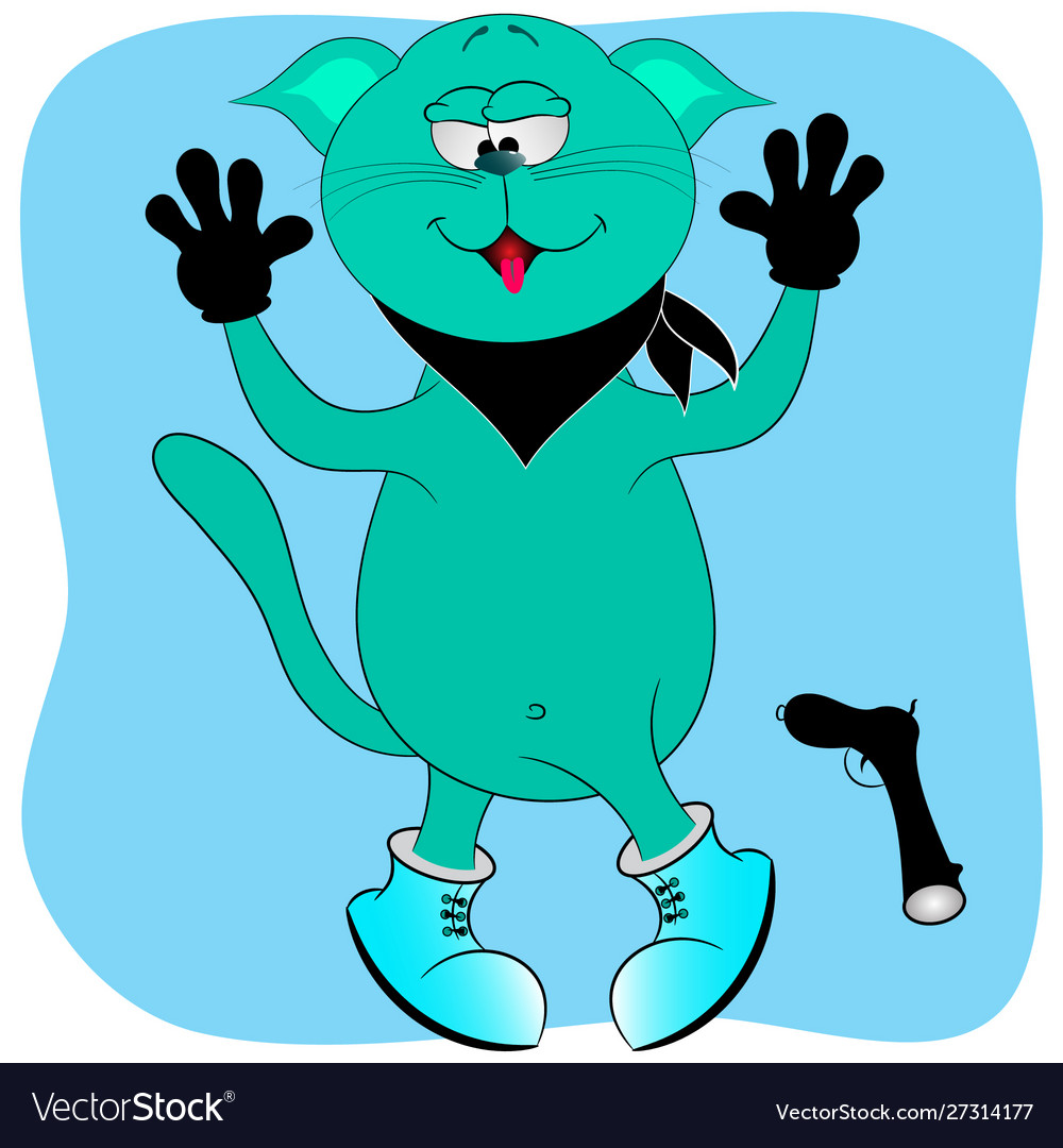 Cat bandit with a gun Royalty Free Vector Image