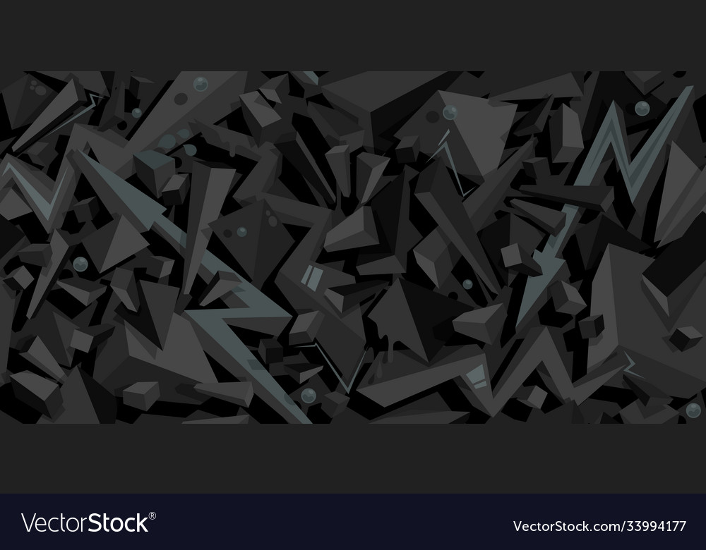 Dark black flat seamless abstract graffiti style