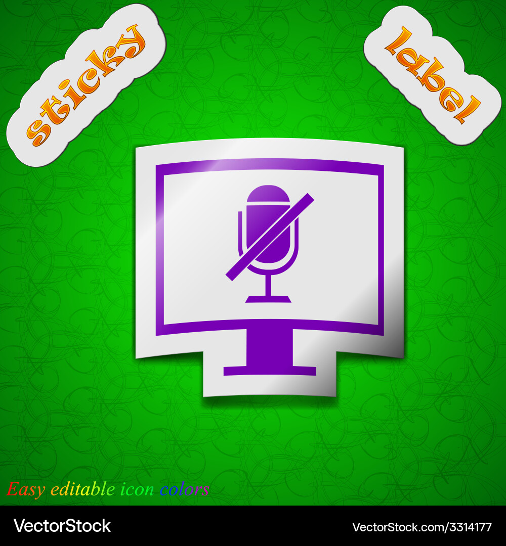 No microphone icon sign symbol chic colored sticky