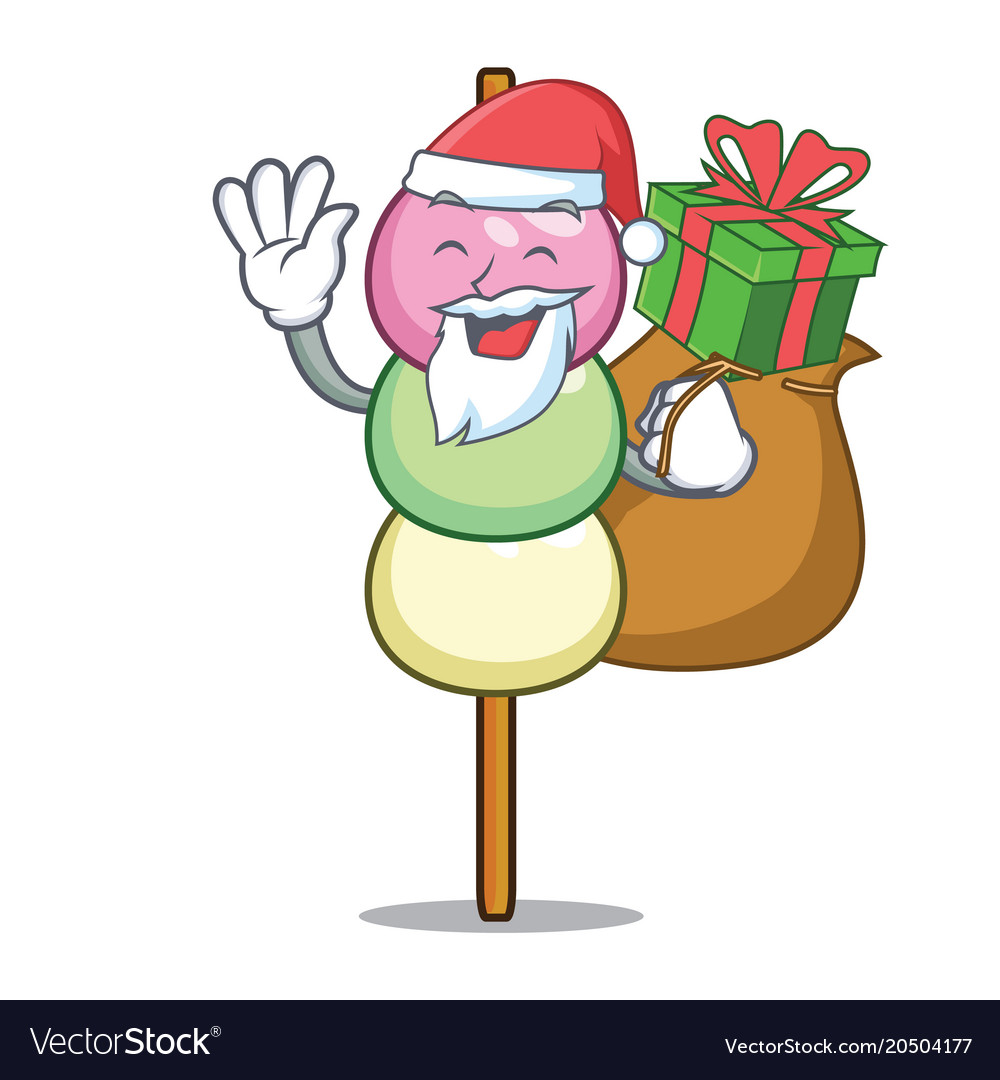 Santa with gift dango mascot cartoon style